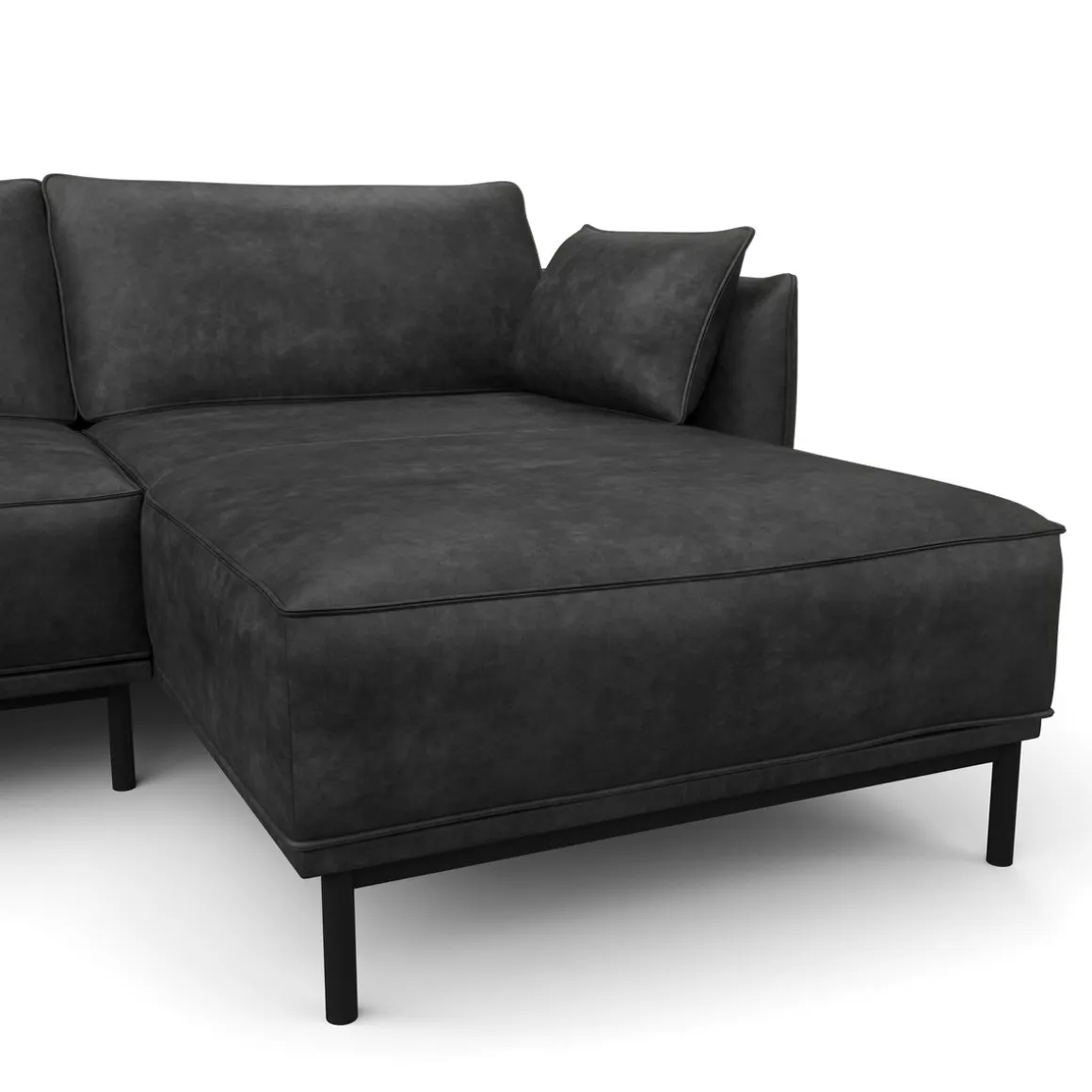 Ecksofa Leder ELVIS rechts anthrazit