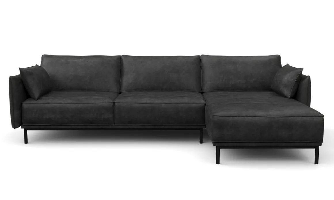 Ecksofa Leder ELVIS rechts anthrazit