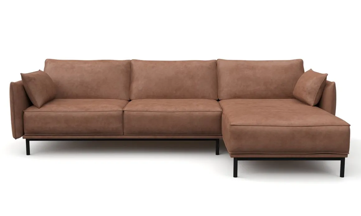 Ecksofa Leder ELVIS rechts braun