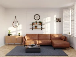 Ecksofa Leder ELVIS rechts braun
