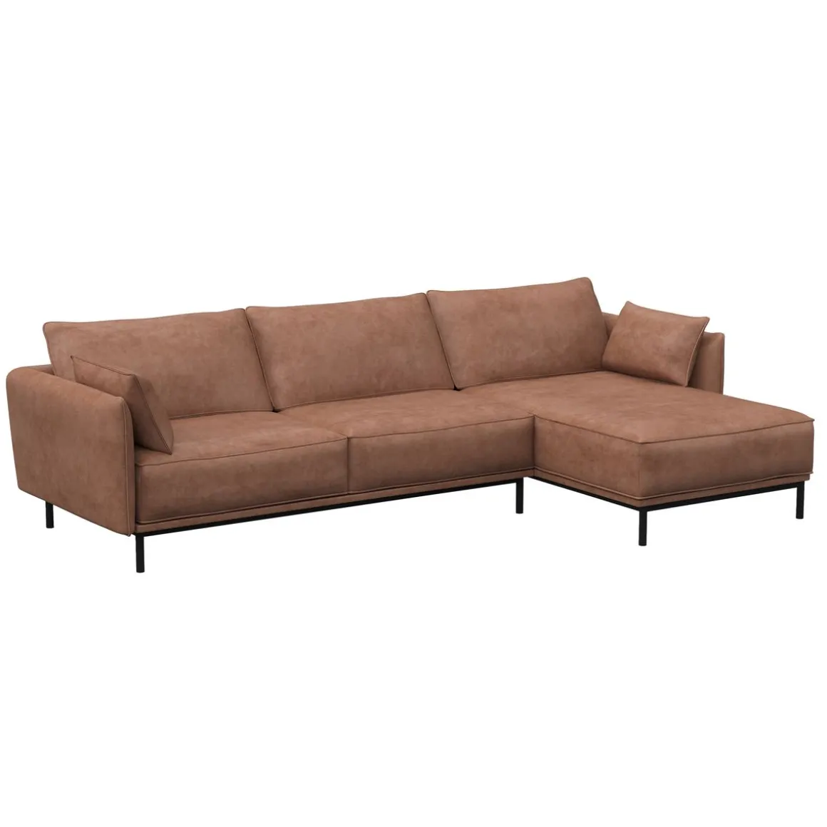 Ecksofa Leder ELVIS rechts braun