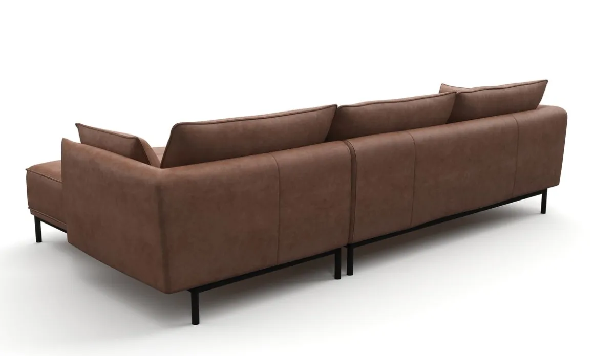 Ecksofa Leder ELVIS rechts braun