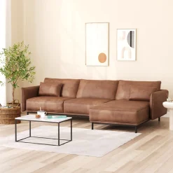 Ecksofa Leder ELVIS rechts braun