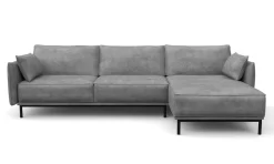 Ecksofa Leder ELVIS rechts grau