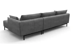 Ecksofa Leder ELVIS rechts grau