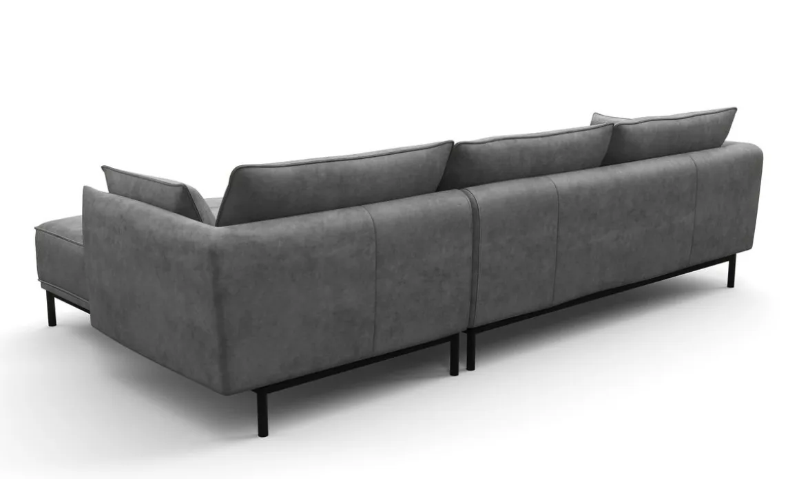 Ecksofa Leder ELVIS rechts grau