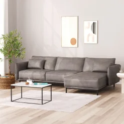 Ecksofa Leder ELVIS rechts grau