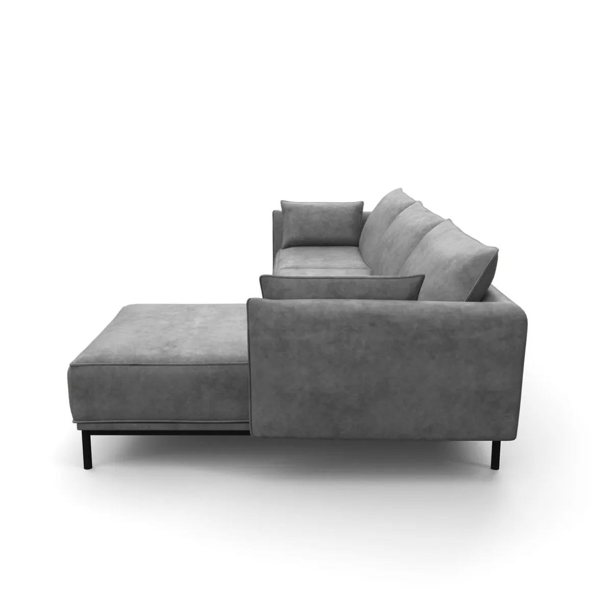 Ecksofa Leder ELVIS rechts grau