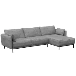 Ecksofa Leder ELVIS rechts grau