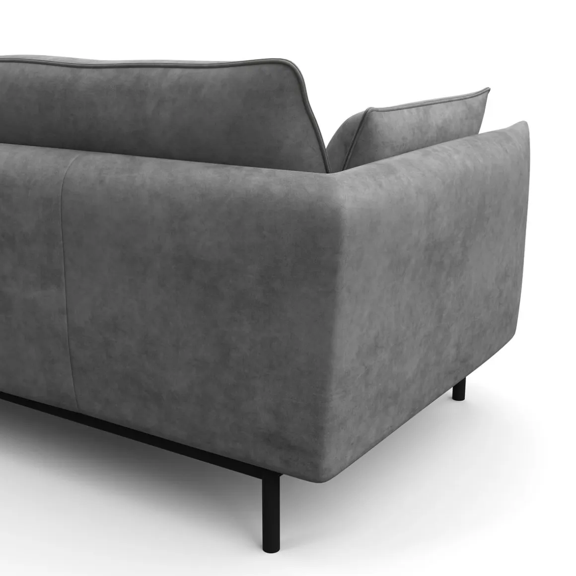 Ecksofa Leder ELVIS rechts grau