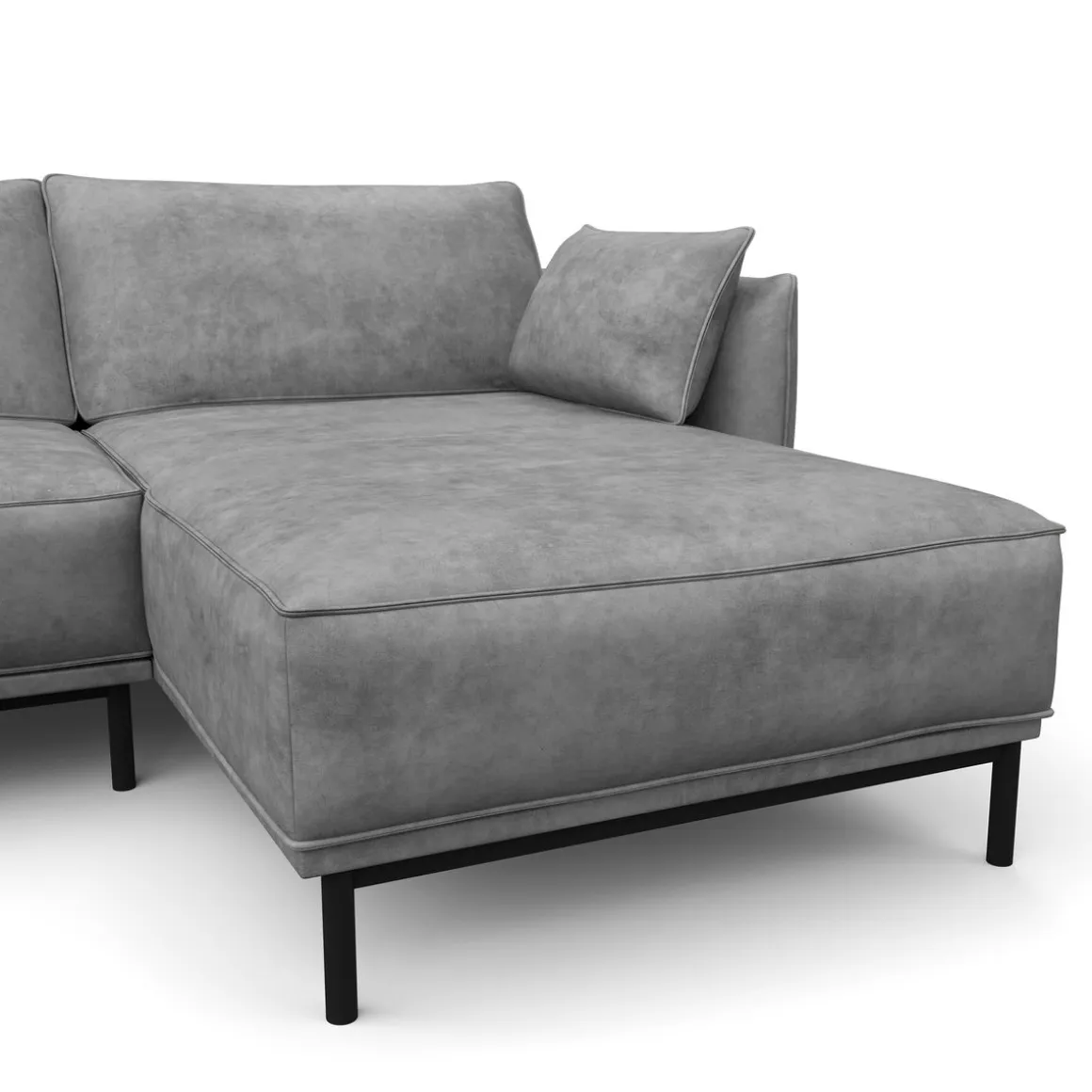 Ecksofa Leder ELVIS rechts grau