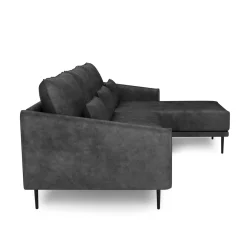 Ecksofa Leder LIV rechts anthrazit