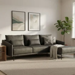 Ecksofa Leder LIV rechts anthrazit