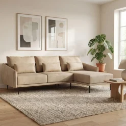 Ecksofa Leder LIV rechts beige