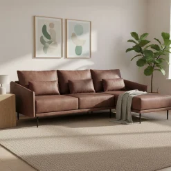 Ecksofa Leder LIV rechts braun