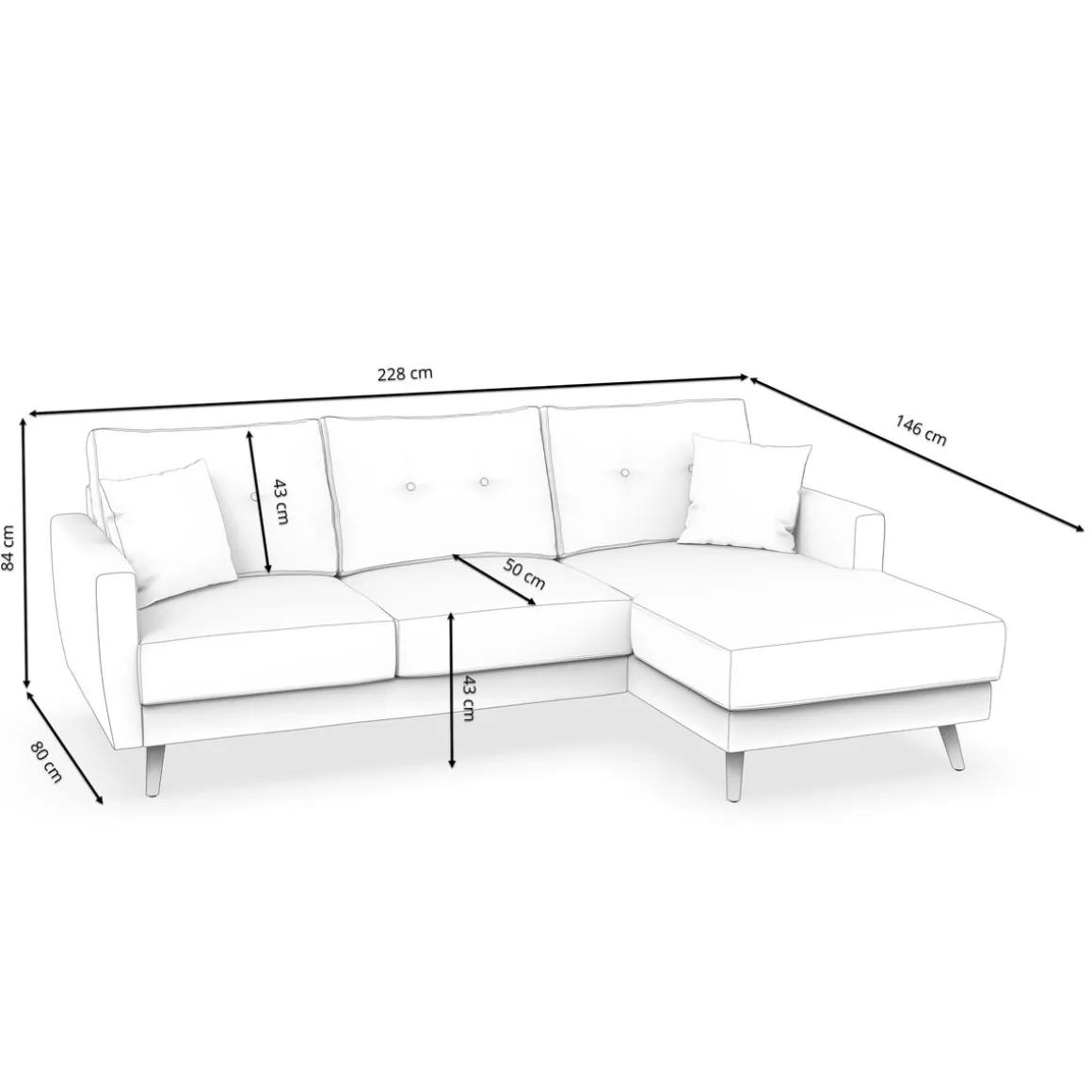 Ecksofa MANDY rechts grau
