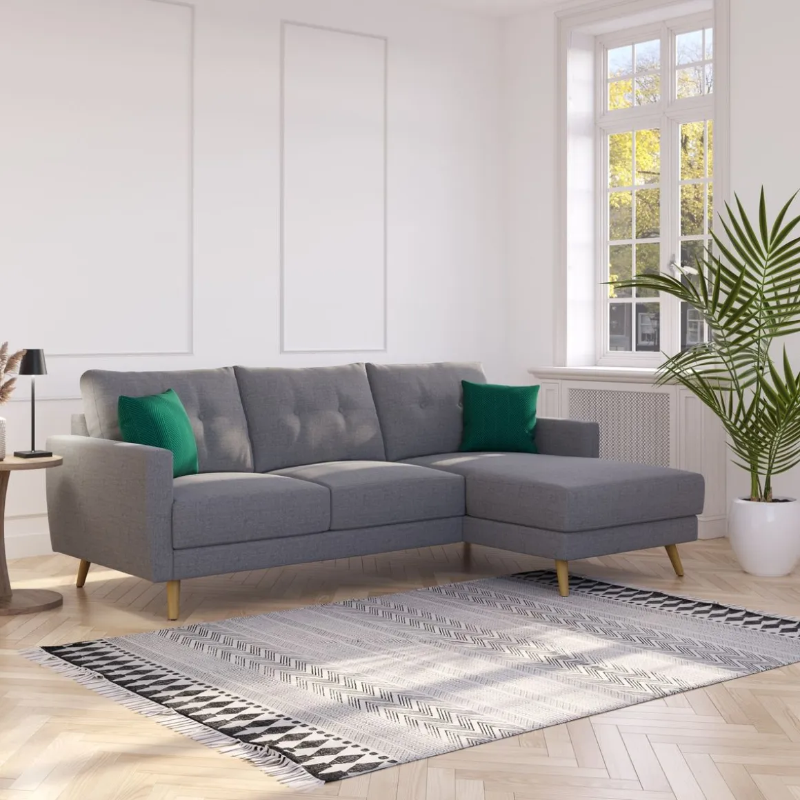 Ecksofa MANDY rechts grau