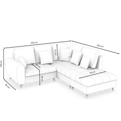 Ecksofa mit Ottomane ISLA rechts anthrazit