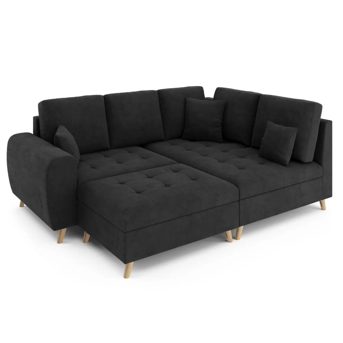 Ecksofa mit Ottomane ISLA rechts anthrazit