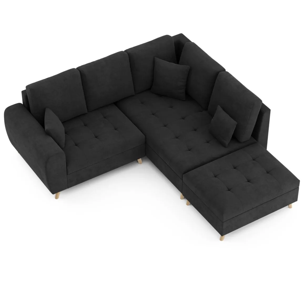 Ecksofa mit Ottomane ISLA rechts anthrazit