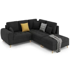 Ecksofa mit Ottomane ISLA rechts anthrazit