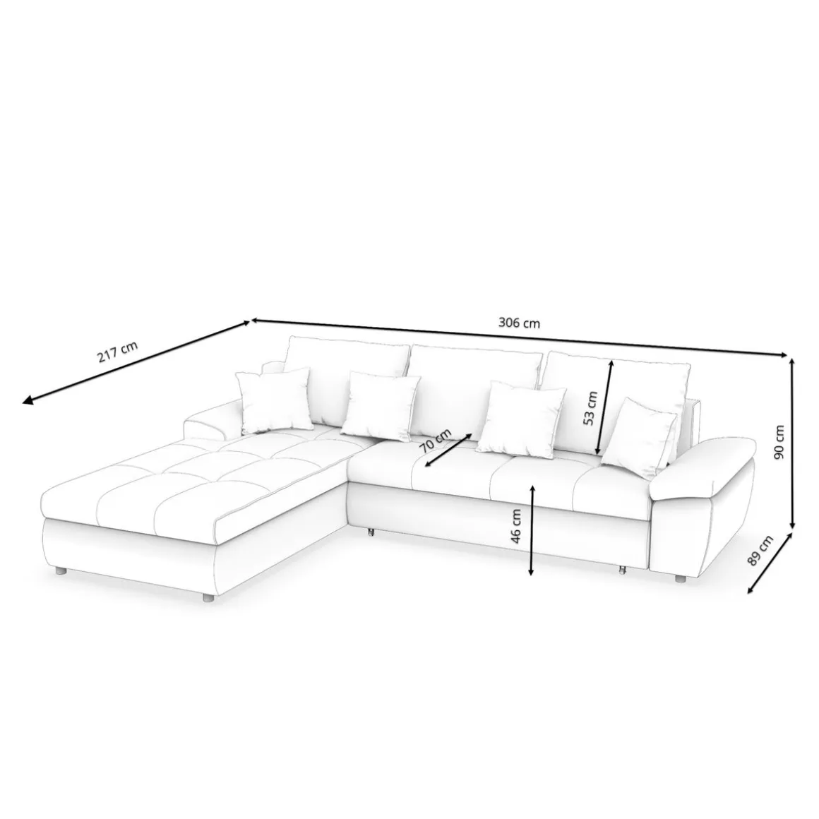 Ecksofa mit Schlaffunktion BRYNN links anthrazit