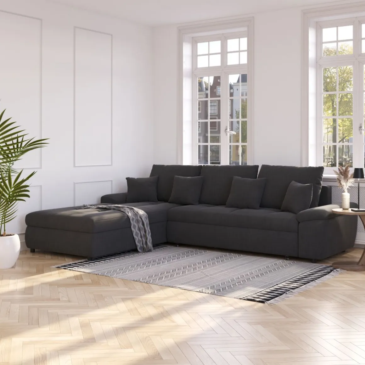 Ecksofa mit Schlaffunktion BRYNN links anthrazit