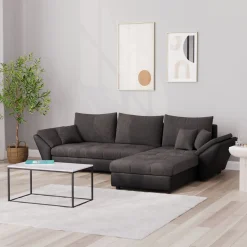 Ecksofa mit Schlaffunktion CAESAR links/rechts schwarz