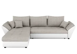 Ecksofa mit Schlaffunktion CAESAR links/rechts weiss/beige