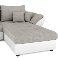 Ecksofa mit Schlaffunktion CAESAR links/rechts weiss/beige