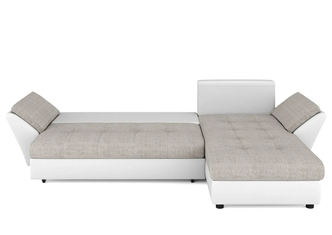Ecksofa mit Schlaffunktion CAESAR links/rechts weiss/beige