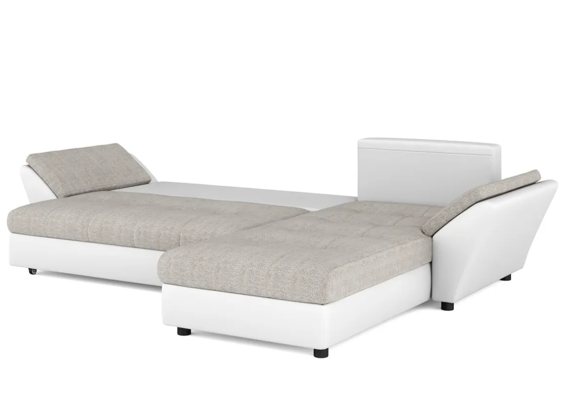 Ecksofa mit Schlaffunktion CAESAR links/rechts weiss/beige