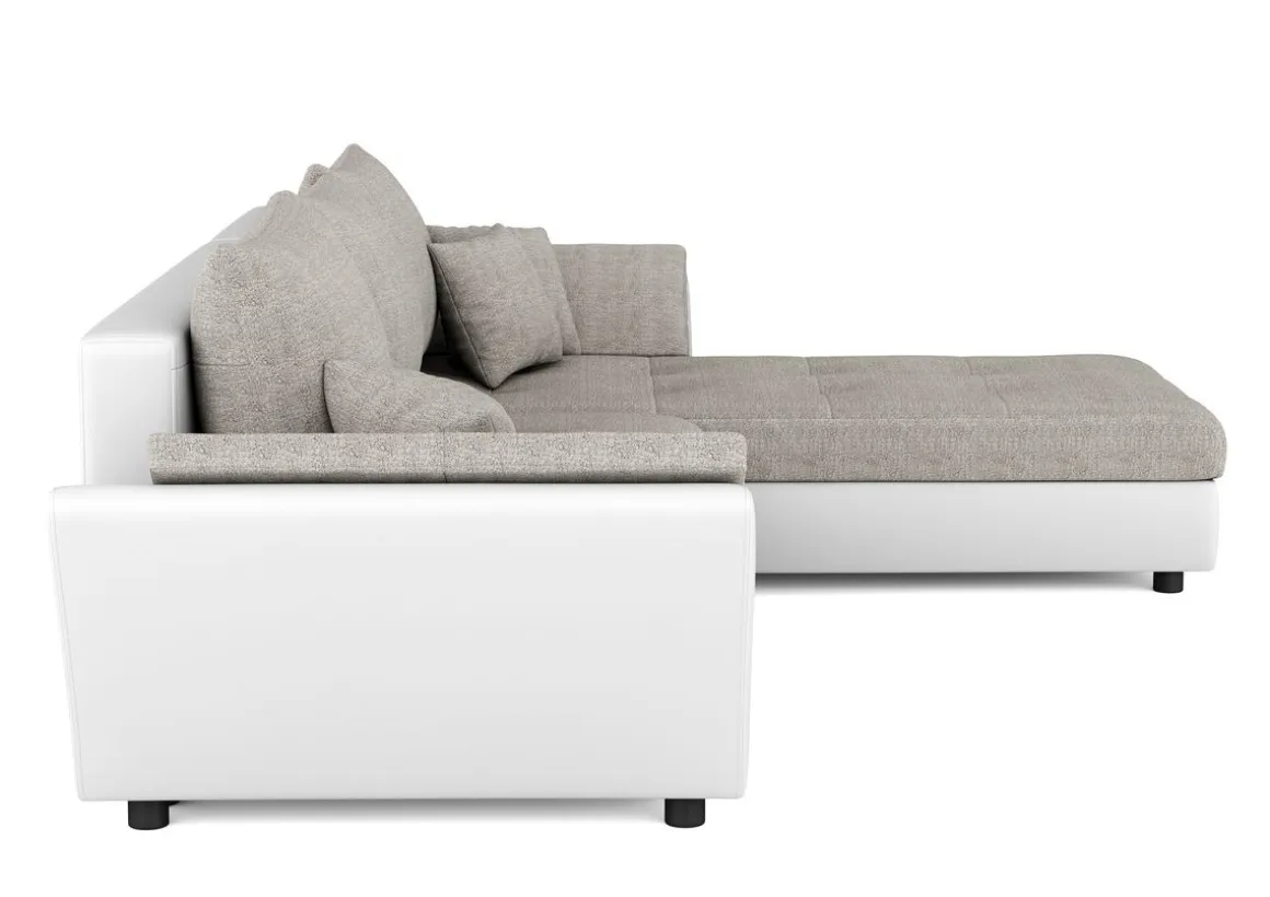 Ecksofa mit Schlaffunktion CAESAR links/rechts weiss/beige