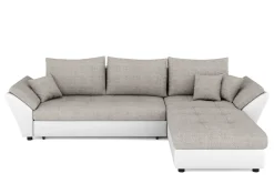 Ecksofa mit Schlaffunktion CAESAR links/rechts weiss/beige