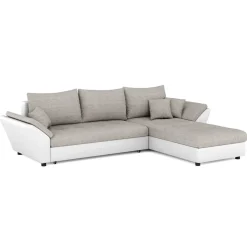 Ecksofa mit Schlaffunktion CAESAR links/rechts weiss/beige
