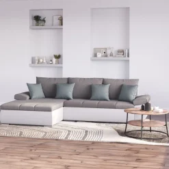 Ecksofa mit Schlaffunktion KIRA links weiss/grau
