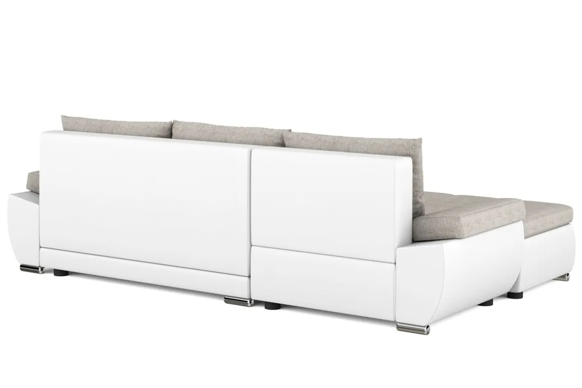 Ecksofa mit Schlaffunktion KIRA links weiss/grau