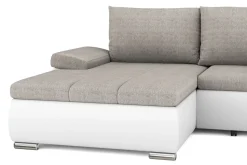 Ecksofa mit Schlaffunktion KIRA links weiss/grau