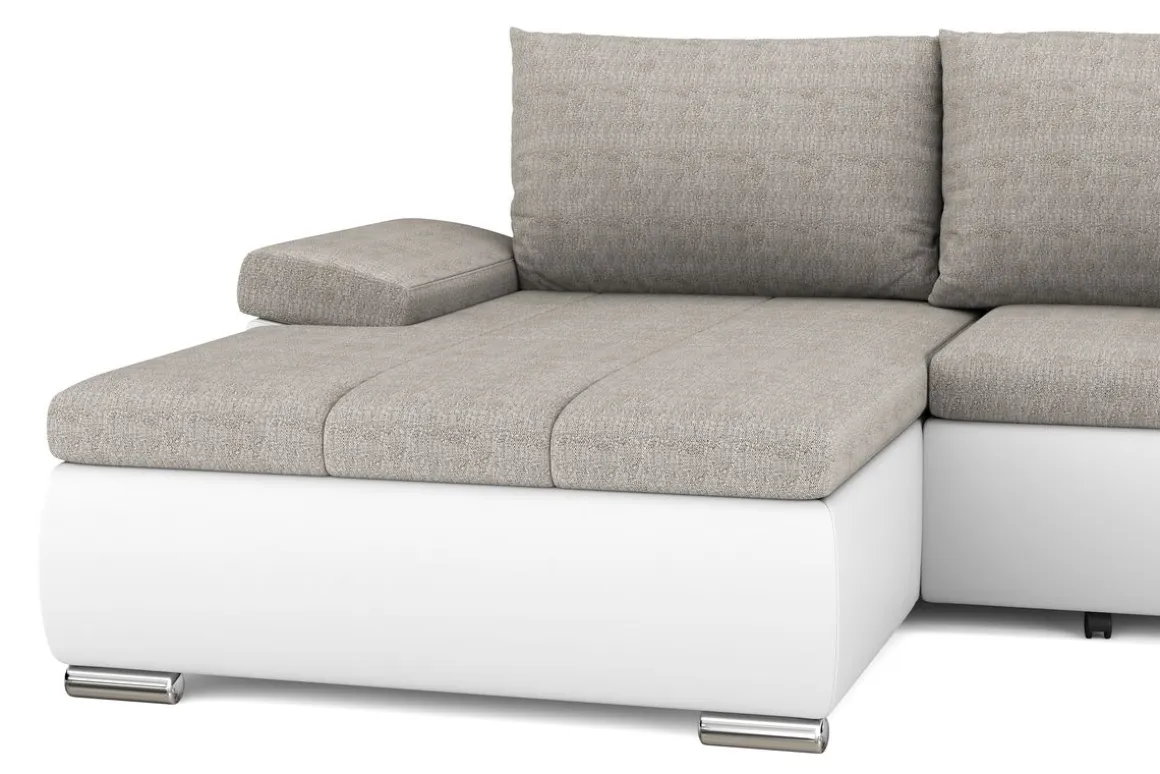 Ecksofa mit Schlaffunktion KIRA links weiss/grau