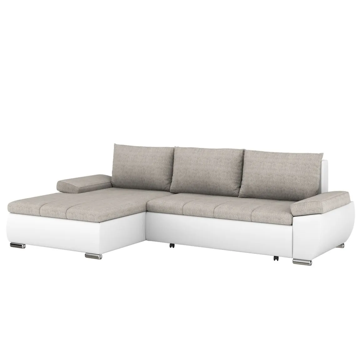 Ecksofa mit Schlaffunktion KIRA links weiss/grau