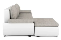 Ecksofa mit Schlaffunktion KIRA links weiss/grau