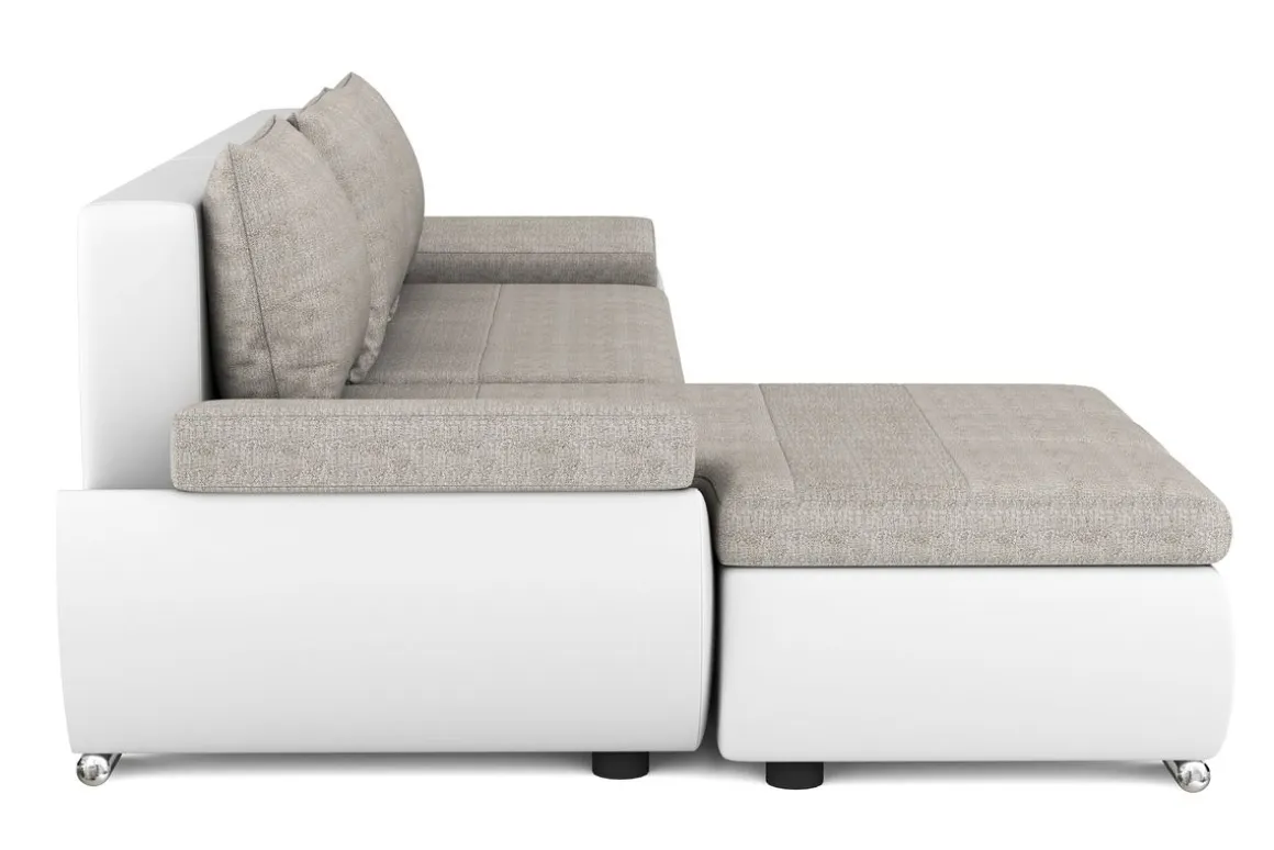 Ecksofa mit Schlaffunktion KIRA links weiss/grau