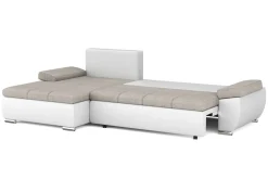 Ecksofa mit Schlaffunktion KIRA links weiss/grau
