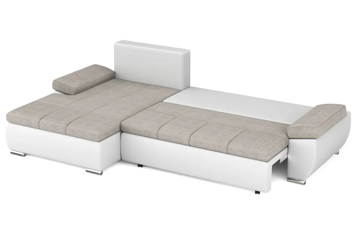 Ecksofa mit Schlaffunktion KIRA links weiss/grau