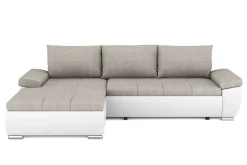 Ecksofa mit Schlaffunktion KIRA links weiss/grau