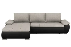 Ecksofa mit Schlaffunktion KIRA links schwarz/grau