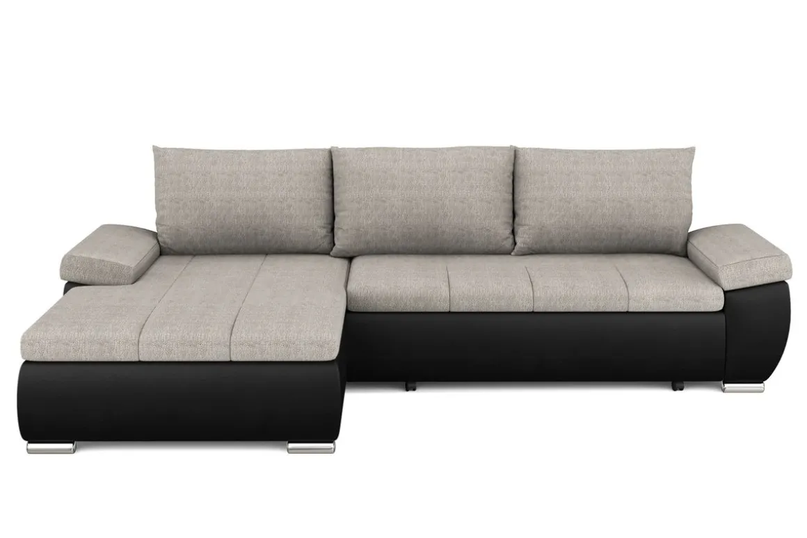 Ecksofa mit Schlaffunktion KIRA links schwarz/grau