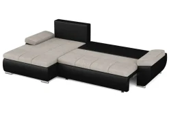 Ecksofa mit Schlaffunktion KIRA links schwarz/grau