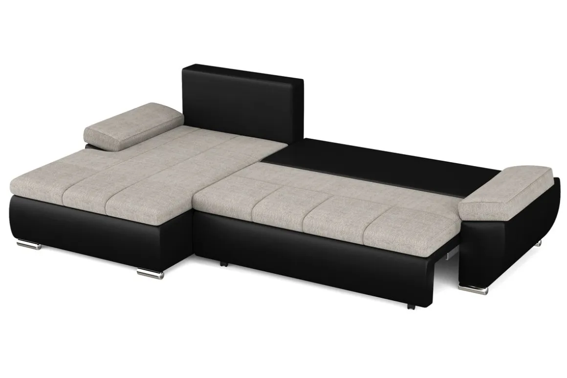 Ecksofa mit Schlaffunktion KIRA links schwarz/grau