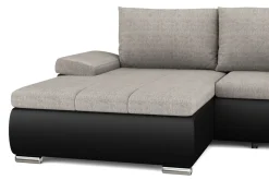 Ecksofa mit Schlaffunktion KIRA links schwarz/grau
